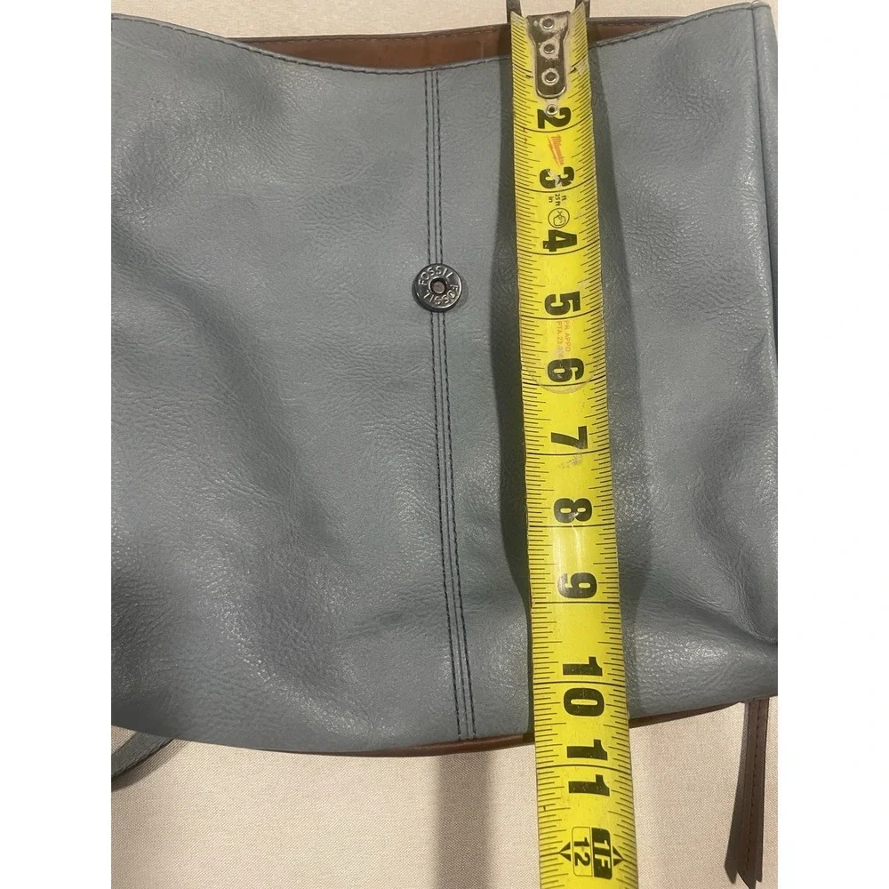 Fossil Blue Leather Studded Square Y2K Backpack Purse‎ 10